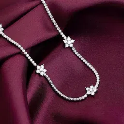 GIVA 92.5 Sterling Silver Zirconia Floral Necklace-picture-41