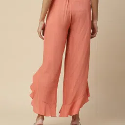 aarke Ritu Kumar Peach Mid Rise Relaxed Fit Frill Palazzos image 2