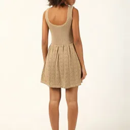 Forever 21 Khaki Cotton Self Pattern A-Line Dress image 2