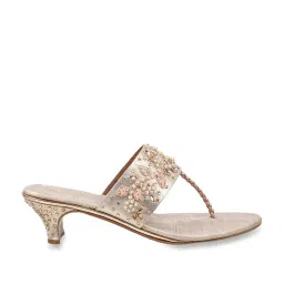 Mochi Women's Rose Gold T-Strap Sandals image 2
