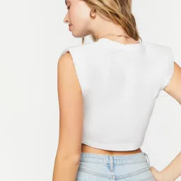 Forever 21 White Cotton Sleeveless Crop Top image 2