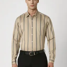 Van Heusen Beige Cotton Regular Fit Striped Shirt-picture-32