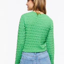 Forever 21 Green Self Pattern Crop Top image 2