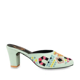 Shoetopia Women's Green Mule Shoes image 2