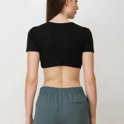 Cation Black V Neck Crop Top image 2