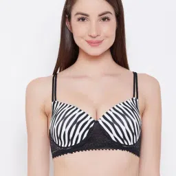 Clovia White & Black Printed Full Coverage Bra-image-39