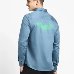 Forever 21 Blue Cotton Regular Fit Printed Shirt image 2