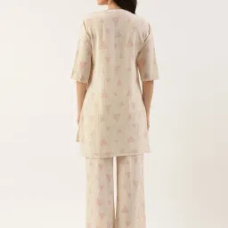 Clt.s Cream Cotton Printed Kurta With Palazzos image 2