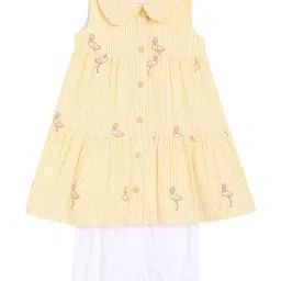 Miniklub Girls Yellow Cotton Printed Casual Dress-picture-23
