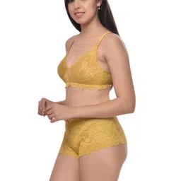 AROUSY Black & Yellow Self Pattern Bra Panty Set - Pack Of 2 image 3