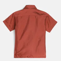 THANGAMAGAN Kids Rust & Cream SolidShirt,Dhoti,Towel WithFreebies Set image 2