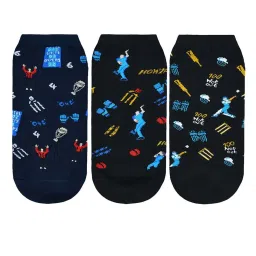 BALENZIA Black & Navy Printed Socks - Pack of 3 image 2