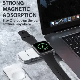 unigen audio UNIGEN UNIPORT Magnetic Watch Portable Charger with USB-C & USB-A Port (White) image 2