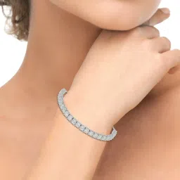 Anayra 92.5 Sterling Silver American Diamond Wrist Shine Diamond Tennis Bracelet for Women image 2