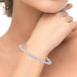 Anayra 92.5 Sterling Silver Trendy American Diamond Tennis Bracelet for Women image 2
