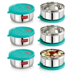 HAZEL Silver Stainless Steel Airtight Kitchen Storage Containers - Set of 6 (450 ML Each) image 2