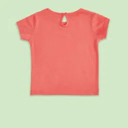 Pantaloons Baby Kids Peach & Blue Cotton Printed Dungaree Set image 2