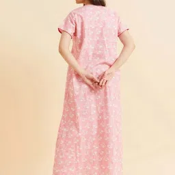 Sweet Dreams Peach Cotton Printed Night Gown image 2