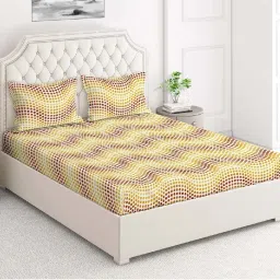Layers Firenze Multicolor Cotton 140 TC Double Size Bed Sheet with Pillow Cover image 2