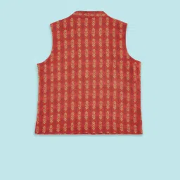 Pantaloons Baby Kids Rust Cotton Printed Waistcoat image 2