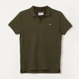 Fame Forever by Lifestyle Boys Olive Cotton Textured Polo T-Shirt-picture-38