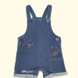 Pantaloons Baby Kids Blue & White Cotton Printed Dungaree Set image 2