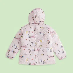 Pantaloons Junior Kids Pink Printed Full Sleeves Jacket image 2