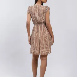 Label Ritu Kumar Brown Striped A Line Dress image 2