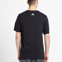 adidas Black Regular Fit Logo Print Cotton Sports T-Shirt image 2