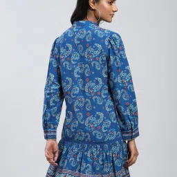 Label Ritu Kumar Blue Printed Shirt Dress With Camisole image 2