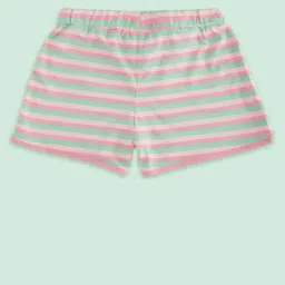 Pantaloons Junior Kids Peach & Blue Cotton Striped Shorts image 2