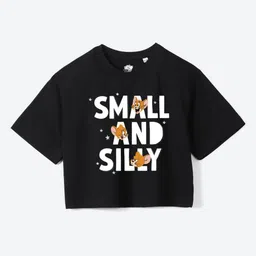 YK Warner Bros Girls Printed Pure Cotton Applique Boxy T-shirt-image-56