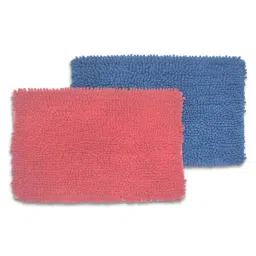 BIANCA Super-Soft Shaggy Floor Rug With Non-Slip Back -2pc Medium (yakuza) solid-coral/blue image 2
