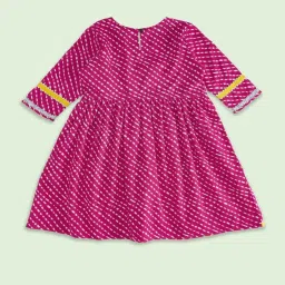 Akkriti by Pantaloons Kids Fuchsia Pink & Yellow Cotton Printed Kurta Set image 2