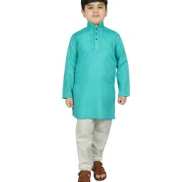 SG Yuvraj Kids Blue & White Solid Kurta with Churidars image 1