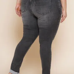 Kiaahvi Plus Size Grey Regular Fit Mid Rise Jeans image 2