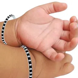 Taraash 92.5 Sterling Silver Black Beaded Bangle for Kids image 2