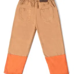 MiArcus Kids Light Brown & Orange Color Block Trousers image 2