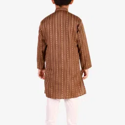 Pro-Ethic Style Developer Kids Brown & White Printed Full Sleeves Kurta with Pyjamas image 2
