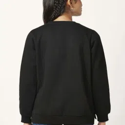 People by Pantaloons Black Cotton Embroidered Sweatshirt image 2