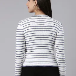 showoffff SHOWOFF White & Blue Striped Top image 2