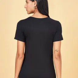 Honey by Pantaloons Black Cotton Printed T-Shirt image 2