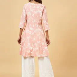 Rangmanch by Pantaloons Pink Cotton Printed A Line Kurta image 2