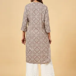 Rangmanch by Pantaloons Grey Printed Straight Kurta image 2