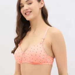 Clovia Peach Regular Fit Floral Print Bra image 5
