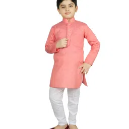 SG Yuvraj Kids Pink & White Solid Kurta with Churidars image 1