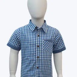 ZACH &KIKI Boys Blue Cotton Checks Shirt-image-43