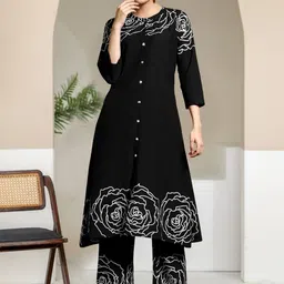 AADVIKA Women Floral Printed Cotton A-Line Kurta with Trousers-picture-20