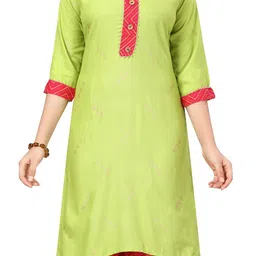 Muhuratam Girls Green-Rani Cotton Party Wear Embroidery Kurti Sharara Set-image-99