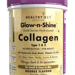 HealthyHey Nutrition Skin Support-Glow-n-ShineHydrolysed Collagen Powder For Skin &Hair 200g Orange-picture-112